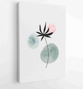 Botanische muur kunst vector set. Earth tone boho gebladerte lijntekeningen tekenen met abstracte vorm. 4 - Moderne schilderijen – Verticaal – 1870947427 - 40-30 Vertical