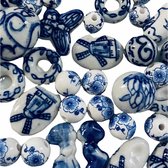 Delft Keramiek kralen set 50st - sieraden maken - armband maken - kralen rijgen - delftsblauw - porcelein