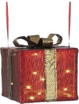 Cadeaudoos Kersthanger met 22 LEDS 30 cm - Donkerrood