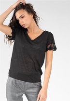 DEELUXE T-shirt met linnen effect en kantDIVINE Black