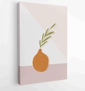 Gebladerte lijntekeningen met abstracte vorm. Abstract Plant Art-ontwerp voor print, omslag, behang, minimale en natuurlijke kunst aan de muur. 2 - Moderne schilderijen – Verticaal