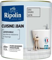 Ripolin muisgrijs satijn keuken- en badkamerverf 0,5L