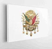 Ottomaanse Rijk embleem. Gouden blad Ottomaanse Rijk embleem geïsoleerd op een witte achtergrond - Modern Art Canvas - Horizontaal - 1283782195 - 40*30 Horizontal