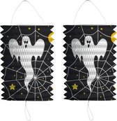 6x stuks ronde lampion 16 cm spook - Halloween trick or treat lampionnen versiering - treklampion