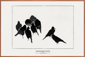 JUNIQE - Poster met kunststof lijst Seitei - Japanese Crows -40x60