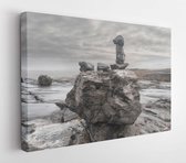 Ruwe rotsen ion Westkust van Ierland, Burren nationaal park, Ierland, Wild Atlantic Way, county Clare, Rots lijkt op paardenhoofd - Moderne kunst canvas - Horizontaal - 1298832529