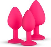 Siliconen Buttplug Met Diamant - Roze