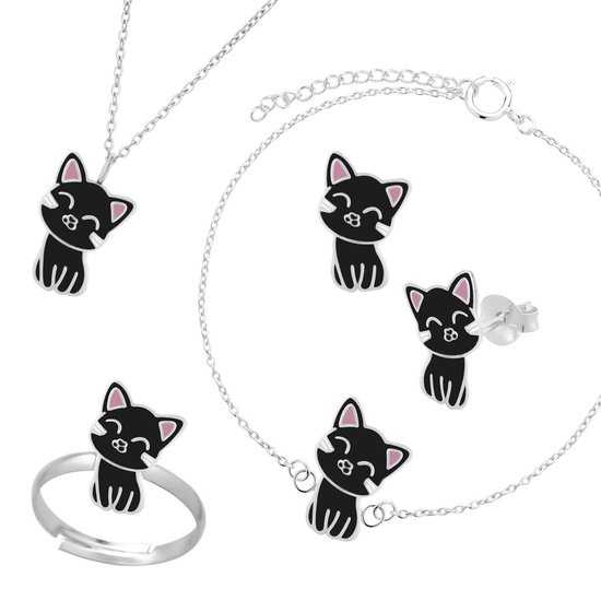 Boucles d'oreilles chat noir & blanc