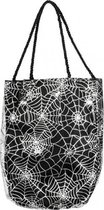 Halloween - Zwarte Halloween snoeptas met spinnenwebben - Trick or treat snoep ophalen