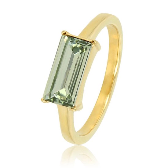*My Bendel - Damesring - goud - met mooie grote groene kristalsteen - Elegante ring met een groene kristal steen, gemaakt van edelstaal - Met luxe cadeauverpakking