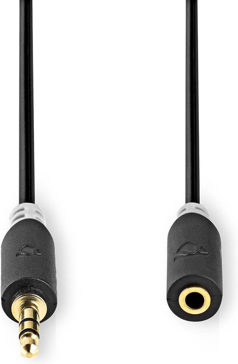 Stereo audiokabel | 3,5 mm male - 3,5 mm female | 5,0 m | Antraciet