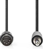 Nedis DIN-Audiokabel - DIN 5-Pins Male - 3,5 mm Male - Vernikkeld - 1.00 m - Rond - PVC - Zwart - Envelop