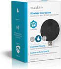 Nedis SmartLife draadloze deurbelgong, WIFICDP10GY, zwart, met USB-aansluiting en bel-icoon.