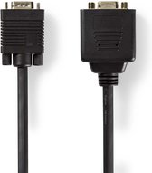 Nedis VGA-Kabel - VGA Male - 2x VGA Female - Verguld - Maximale resolutie: 1280x768 - 0.20 m - Rond - ABS - Zwart - Polybag