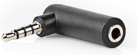 Nedis Stereo-Audioadapter - 3,5 mm Male - 3,5 mm Female - Vernikkeld - 90° Gehoekt - Metaal - Zwart - 10 Stuks - Polybag