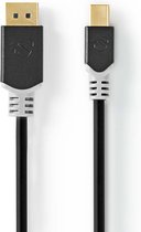 Mini DisplayPort-Kabel | DisplayPort 1.4 | Mini-DisplayPort Male | DisplayPort Male | 48 Gbps | Verguld | 2.00 m | Rond | PVC | Antraciet | Window Box