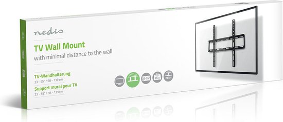 Nedis Vaste TV Muurbeugel - 23 t/m 55 Inch - Max 35 Kg - Zwart