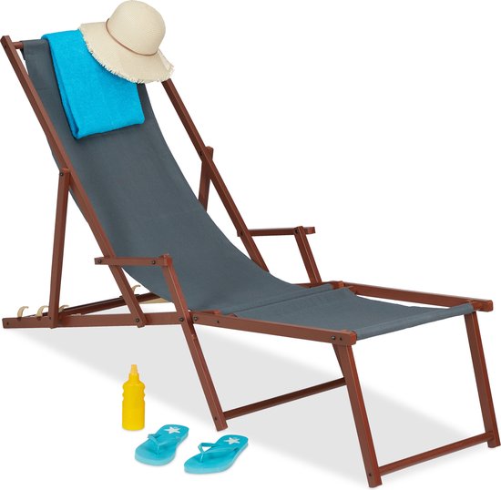 Relaxdays strandstoel hout - voetensteun - relaxstoel - tuinstoel -  ligstoel verstelbaar | bol.com