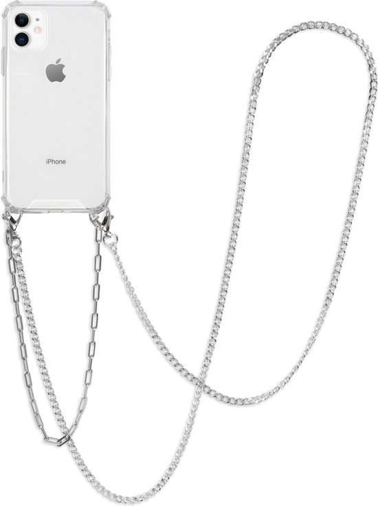 iMoshion Backcover met koord + armband hoesje - Ketting iPhone 11 hoesje -  Zilver | bol.com