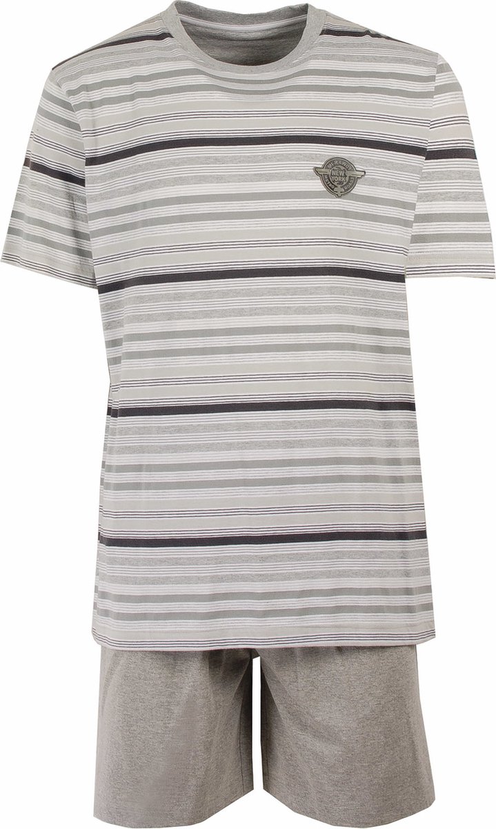 MEQ Heren Shortama - Pyjama Set - 100% Katoen - Grijs - Maat S