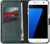 Samsung Galaxy S7 Hoesje met Pasjeshouder - Selencia Echt Lederen Booktype - Groen