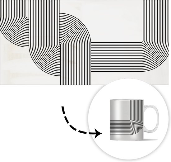 Tasse - Tasse à café - Art - Zwart - Wit - Tasses - 350 ML - Tasse - Tasses à café - Tasse à thé - Décoration Sinterklaas - Cadeaux pour enfants - Cadeaux chaussures Sinterklaas