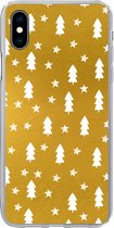 Geschikt voor iPhone Xs hoesje - Kerstboom - Sterren - Goud - Siliconen Telefoonhoesje