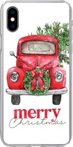 Geschikt voor iPhone Xs Max hoesje - Kerst - Auto - Spreuken - Quotes - Merry Christmas - Siliconen Telefoonhoesje