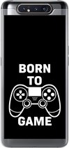 Geschikt voor Samsung Galaxy A80 hoesje - Gamen - Quotes - Controller - Born to game - Zwart - Wit - Siliconen Telefoonhoesje