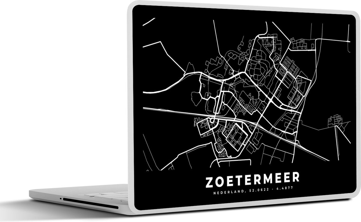Laptop sticker - 14 inch - Kaart - Zoetermeer - Zwart - 32x5x23x5cm - Laptopstickers - Laptop skin - Cover