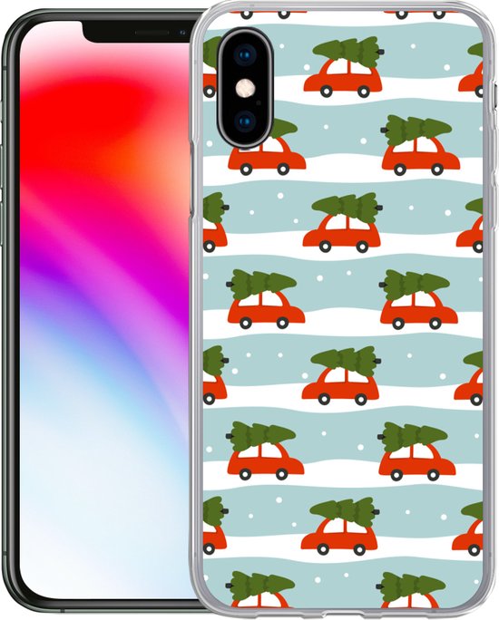iPhone X hoesje - Kerst - Kerstboom - Patronen - Siliconen Telefoonhoesje |  bol