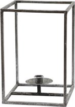 Kandelaars - diner kaarshouder metaal 19x19x28cm - silver - 19x19x28