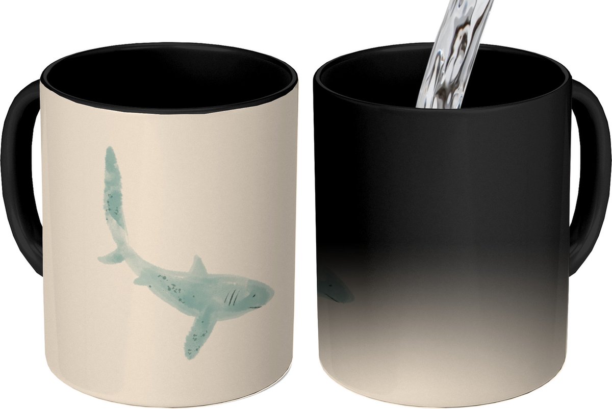 Magische Mok - Foto op Warmte Mokken - Koffiemok - Vis - Zee - Waterverf - Magic Mok - Beker - 350 ML - Theemok