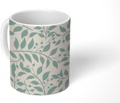 Mok - Een bloemdessin tekening met bladeren - 350 ML - Beker