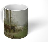 Mok - Paarden bij het hek - Schilderij van Anton Mauve - 350 ML - Beker