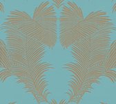 AS Creation Trendwall 2 - PALMBLAD BEHANG - Botanisch - turquoise goud - 1005 x 53 cm