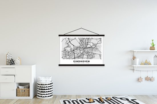 Affiche scolaire - Carte - Eindhoven - Pays- Nederland - 150x100 cm - Lattes noires