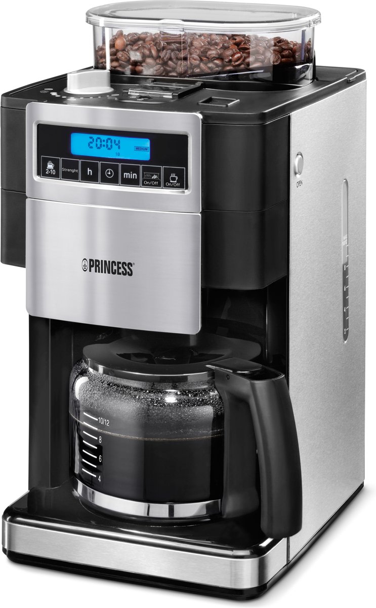 Princess 249402 Deluxe Koffiezetapparaat – Ingebouwde bonenmaler – Voor 10  tot 12 kopjes | bol.com