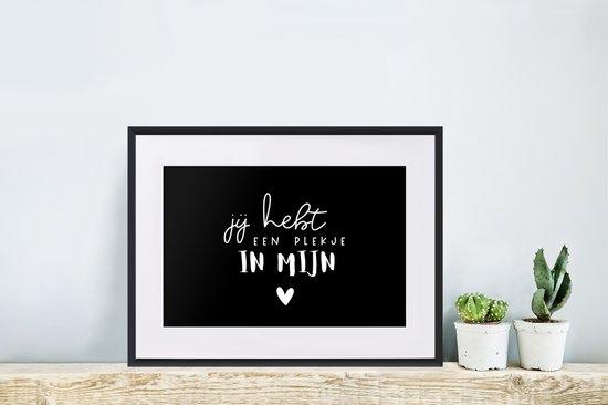 Affiche avec cadre Proverbes - Amour - Zwart - Wit - 40x30 cm