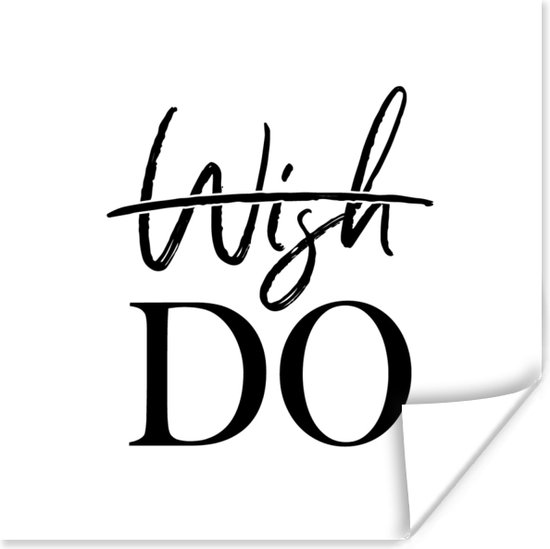 Affiche Wish - Sort - Zwart - Wit - 75x75 cm