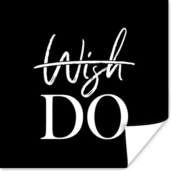 Affiche Wish - Zwart - Wit - Citation - 75x75 cm
