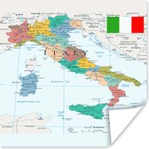 Poster Landkaart van Italië - 100x100 cm XXL
