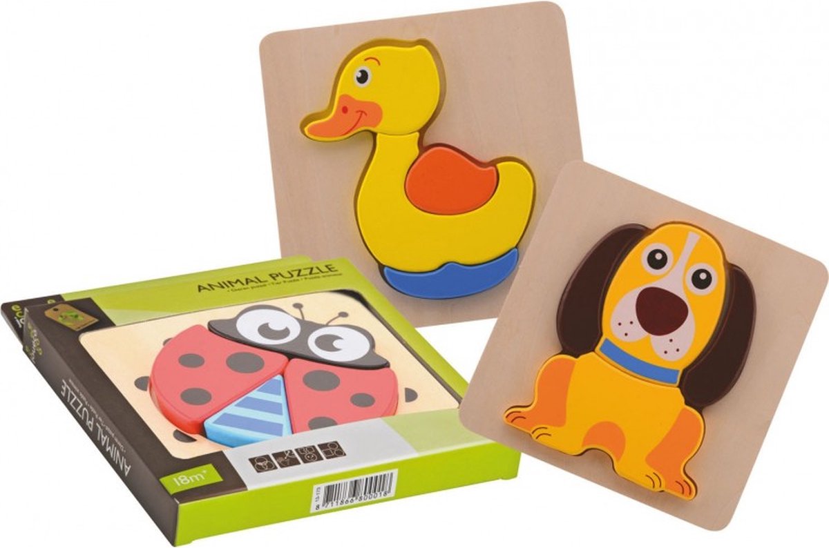 Joueco Houten Dierenpuzzel - Eend