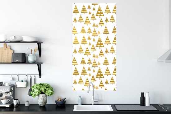 Affiche Sapin de Noël - Wit - Or - 60x120 cm - Décoration de Noël - Décoration de Décorations de Noël - Décoration de Noël Salon