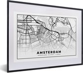 Fotolijst incl. Poster - Stadskaart - Amsterdam - Nederland - 40x30 cm - Posterlijst - Plattegrond