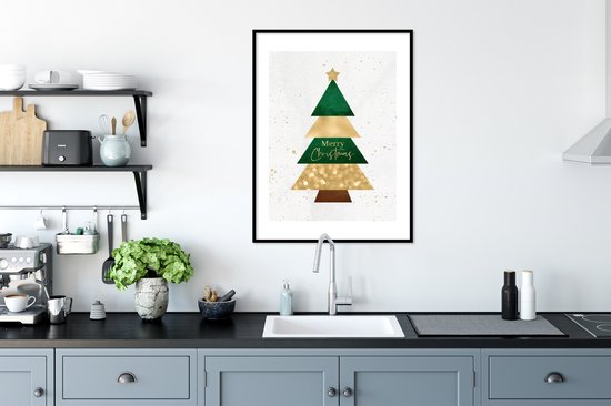 Cadre photo avec affiche - Sapin de Noël - Énonciations - Joyeux Noël - Citations - Noël - 60x80 cm - Cadre pour affiche - Décorations de Noël de Noël pour l'intérieur - Noël