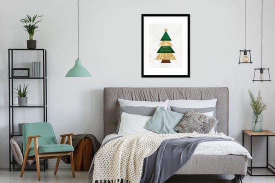Cadre photo avec affiche - Sapin de Noël - Énonciations - Joyeux Noël - Citations - Noël - 60x80 cm - Cadre pour affiche - Décorations de Noël de Noël pour l'intérieur - Noël