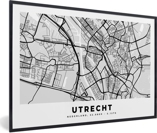 Affiche avec cadre Carte - Pays- Nederland - Utrecht - 60x40 cm