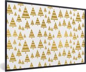 Cadre photo avec affiche - Noël - Sapins de Noël - Or - Motifs - 60x40 cm - Cadre pour affiche - Décorations de Noël - Décoration de Noël pour l'intérieur - Noël