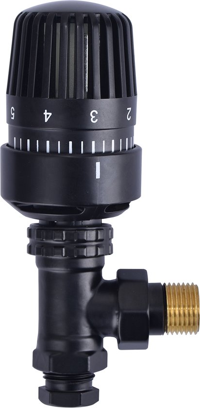 Ventiel Radiator Thermostatische Radiatorventiel 1/2''x15mm Haaks Mat Zwart | bol
